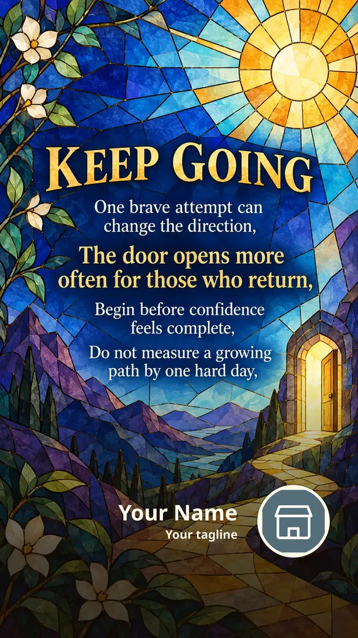 KEEP GOING - One brave attempt can change the direction, - The door - Motivational Image, Nature, Mountains