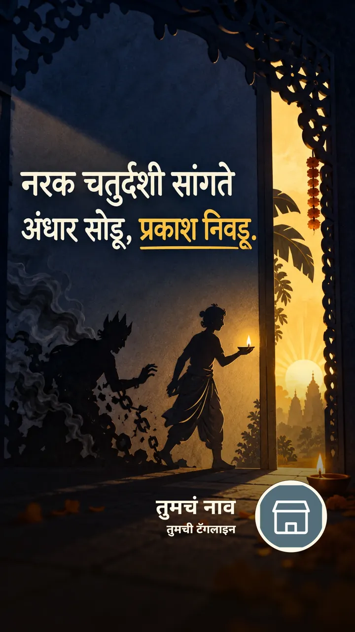 नरक चतुर्दशी सांगते - Festival Image, फुलं, दिवा