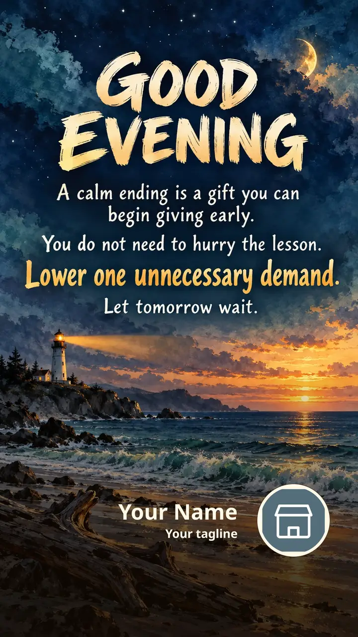 GOOD EVENING - A calm ending is a gift you can begin giving early. - Good Evening Image