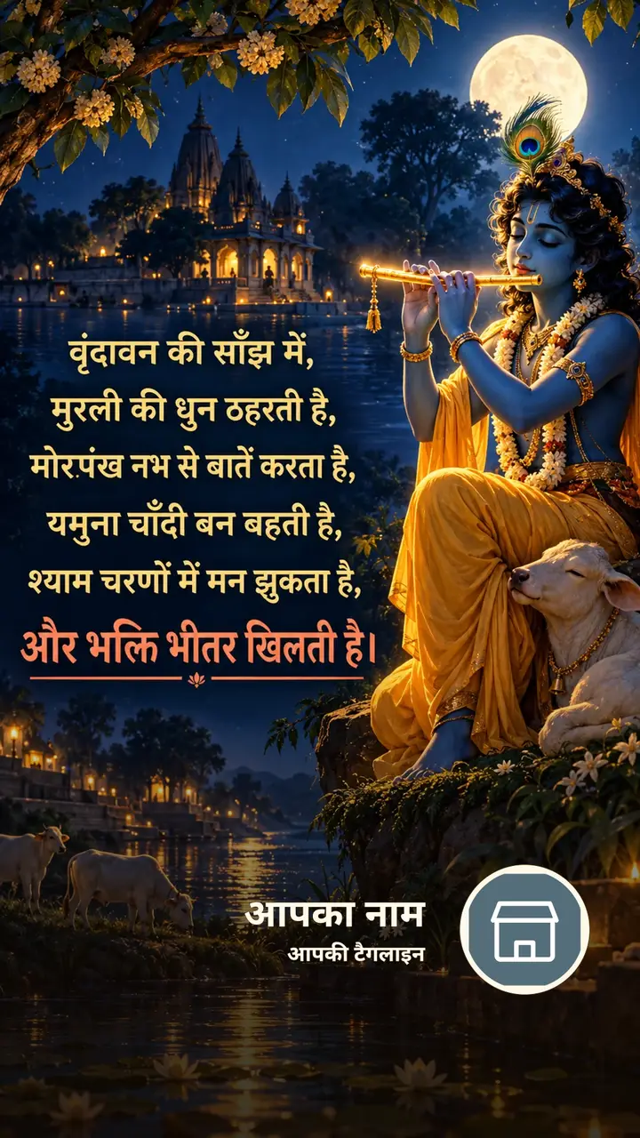 वृंदावन की साँझ में, - Bhakti Image, कृष्ण