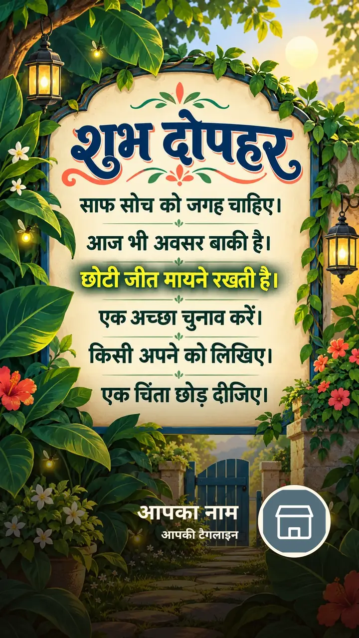 शुभ दोपहर - साफ सोच को जगह चाहिए। - आज भी अवसर बाकी है। - Dopahar Image