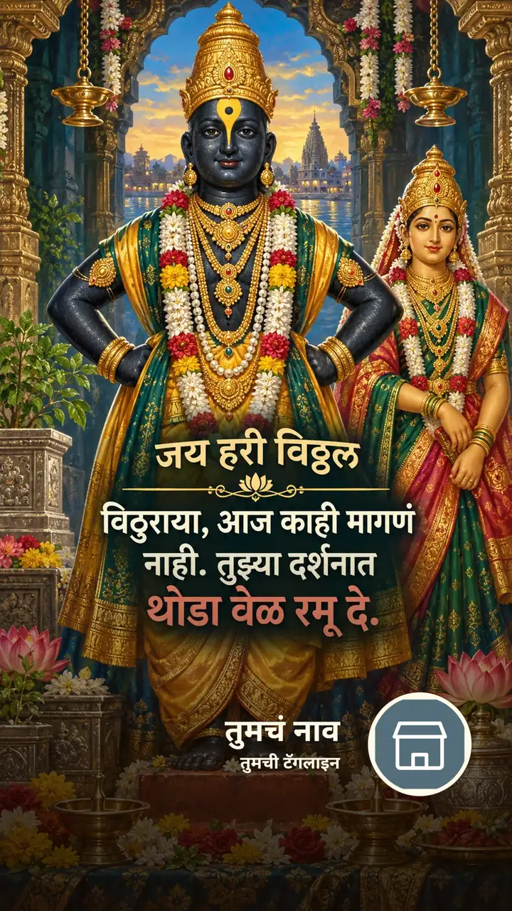 जय हरी विठ्ठल - विठुराया, आज काही मागणं - Bhakti Image, फुलं, कमळ, दिवा, विठ्ठल