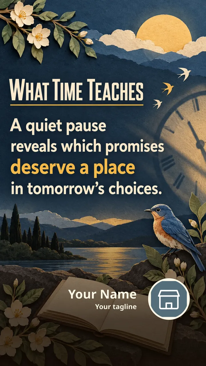 What Time Teaches - Quote Image, Flowers, Birds