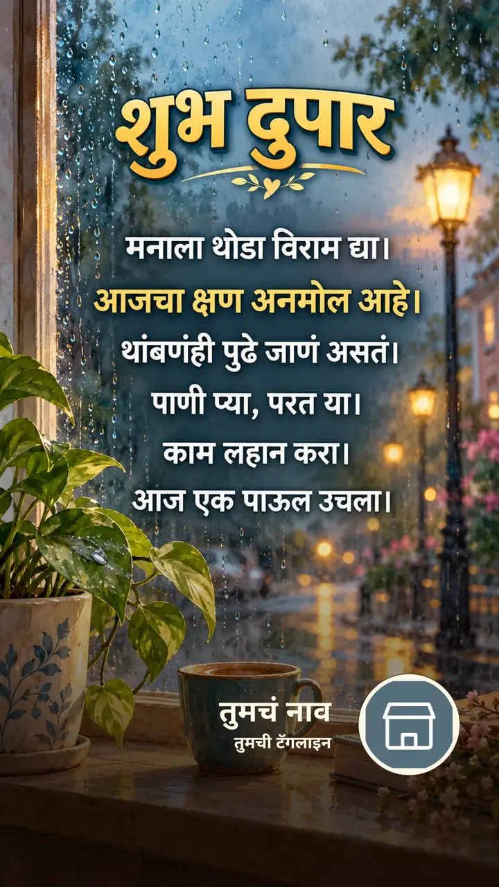 शुभ दुपार - मनाला थोडा विराम द्या। - आजचा क्षण अनमोल आहे। - Shubh Dupar Image