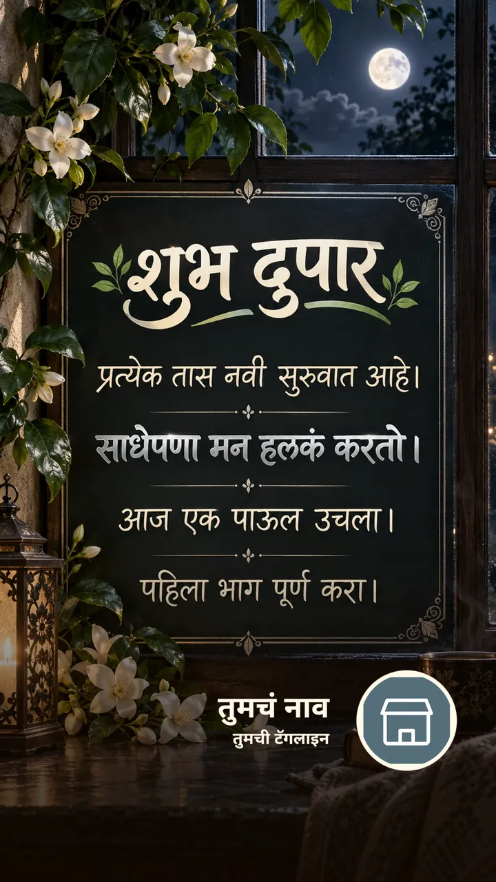 शुभ दुपार - प्रत्येक तास नवी सुरुवात आहे। - साधेपणा मन - Shubh Dupar Image