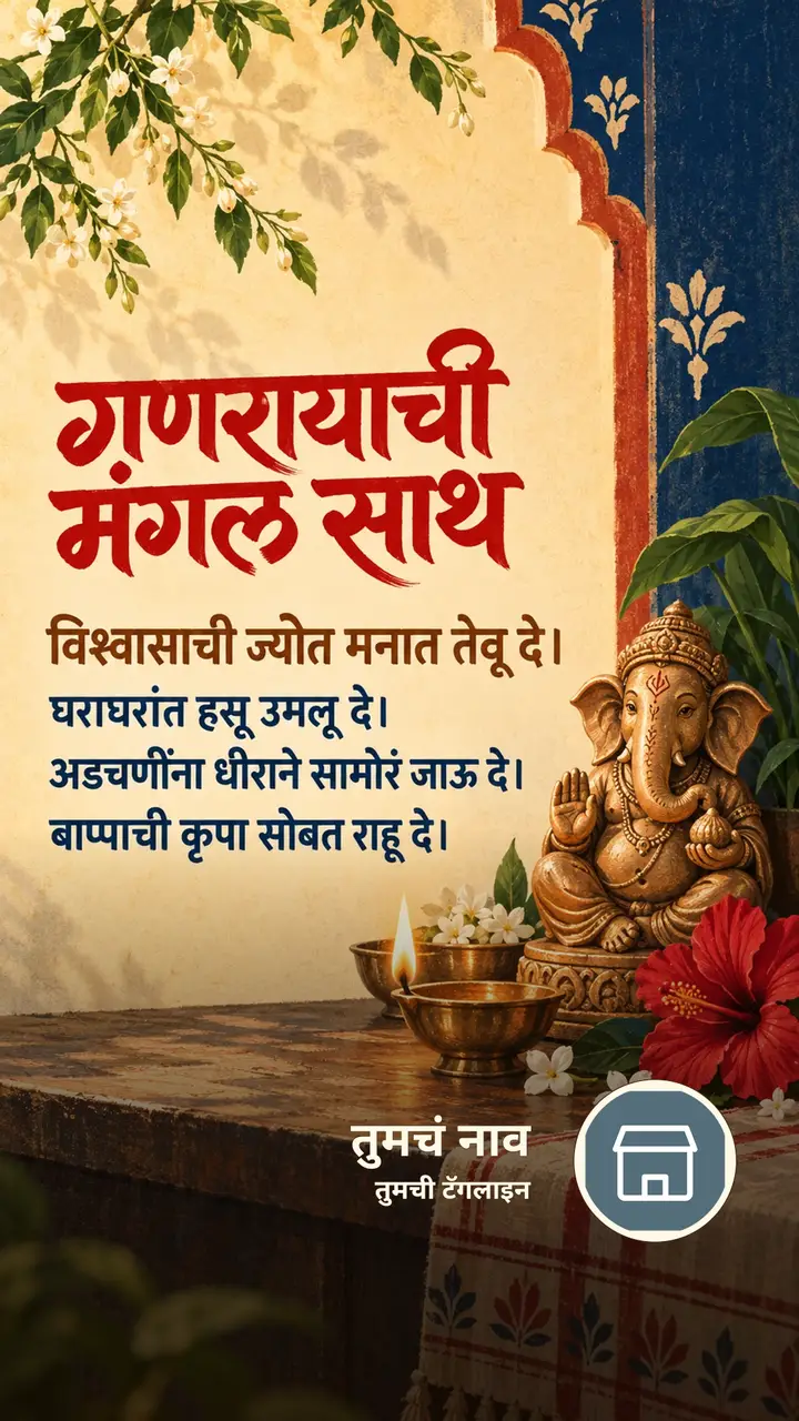 गणरायाची मंगल साथ - Bhakti Image, फुलं, दिवा, गणपती
