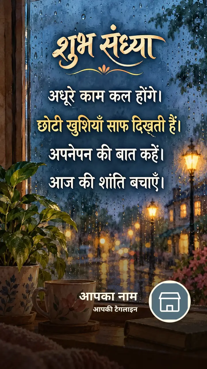 शुभ संध्या - अधूरे काम कल होंगे। - छोटी खुशियाँ साफ - Sandhya Image
