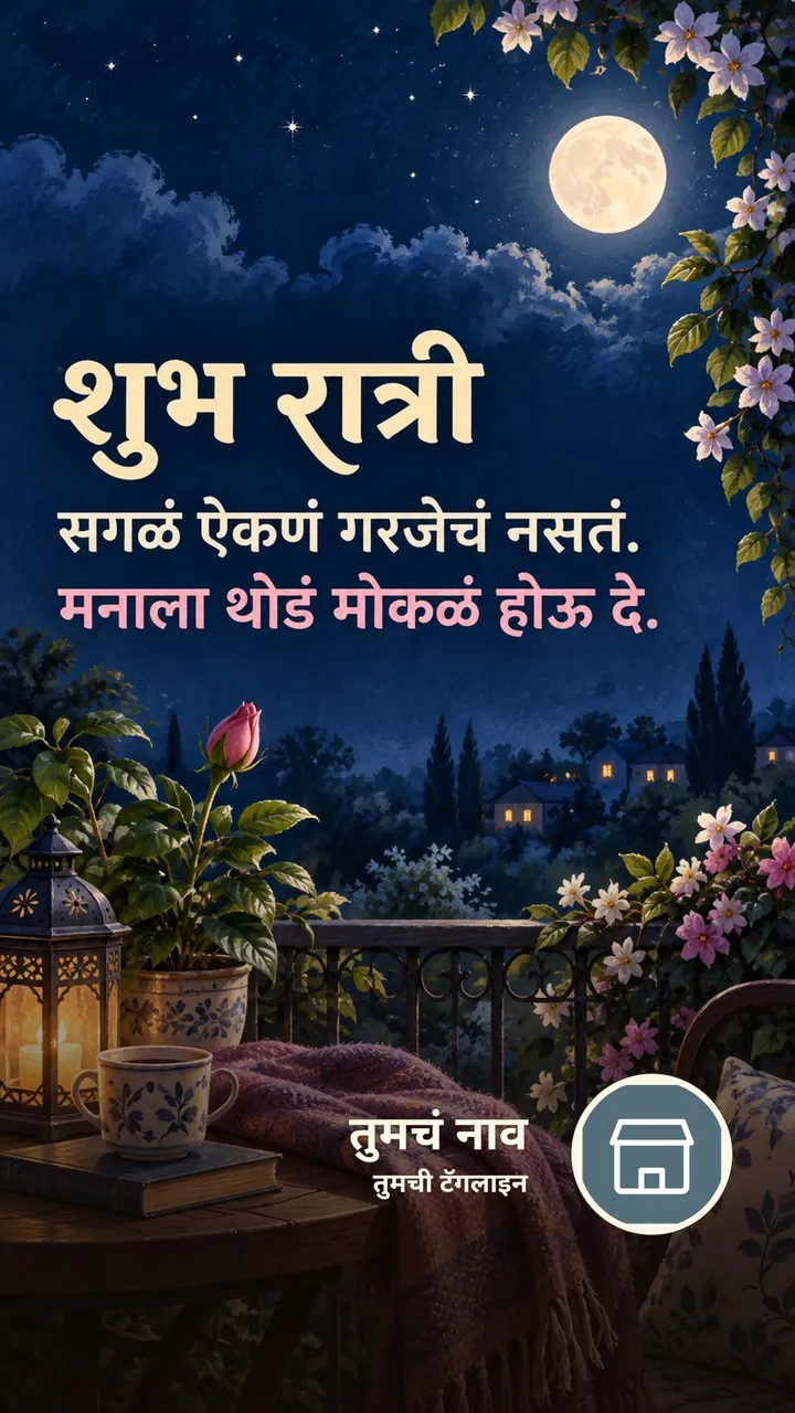 शुभ रात्री - सगळं ऐकणं गरजेचं नसतं. - Shubh Ratri Image, फुलं, चंद्र