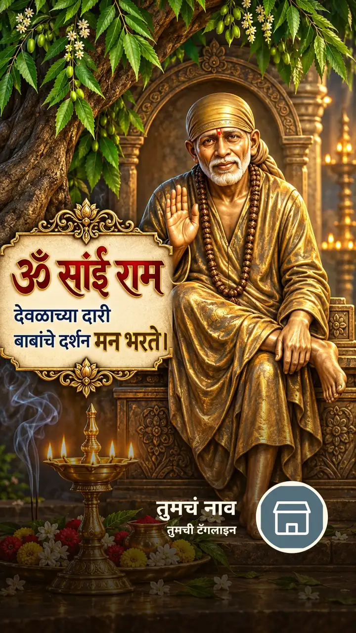 ॐ साईं राम - देवळाच्या दारी - Bhakti Image, दिवा, साईबाबा
