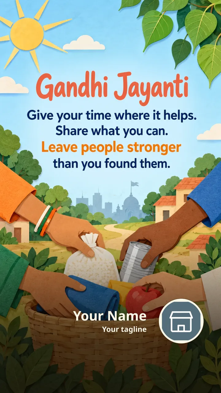 Gandhi Jayanti - Give your time where it helps. - Festival Image, Family, Children