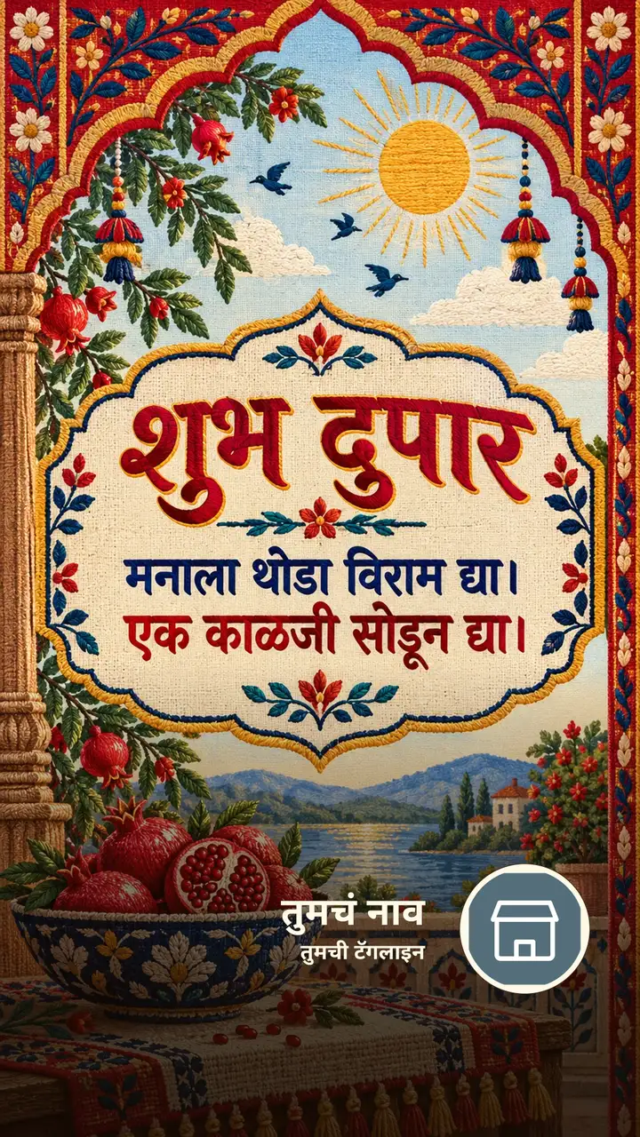 शुभ दुपार - मनाला थोडा विराम द्या। - एक काळजी सोडून द्या। - Shubh Dupar Image