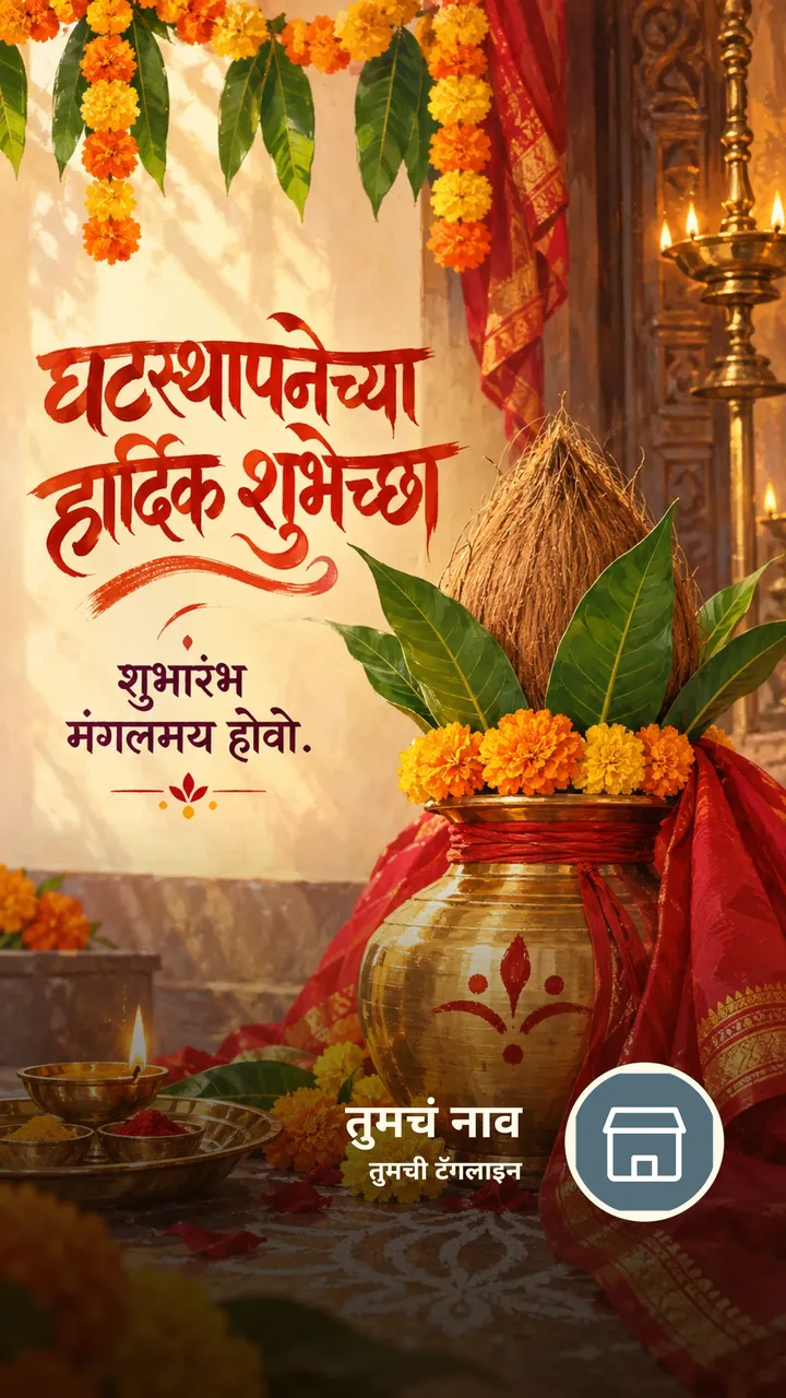 घटस्थापनेच्या हार्दिक शुभेच्छा - Festival Image, फुलं, निसर्ग, दिवा