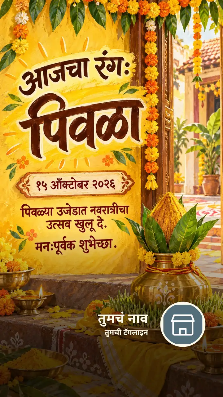 आजचा रंग: पिवळा - १५ ऑक्टोबर २०२६ - पिवळ्या उजेडात - Festival Image, फुलं, निसर्ग, दिवा