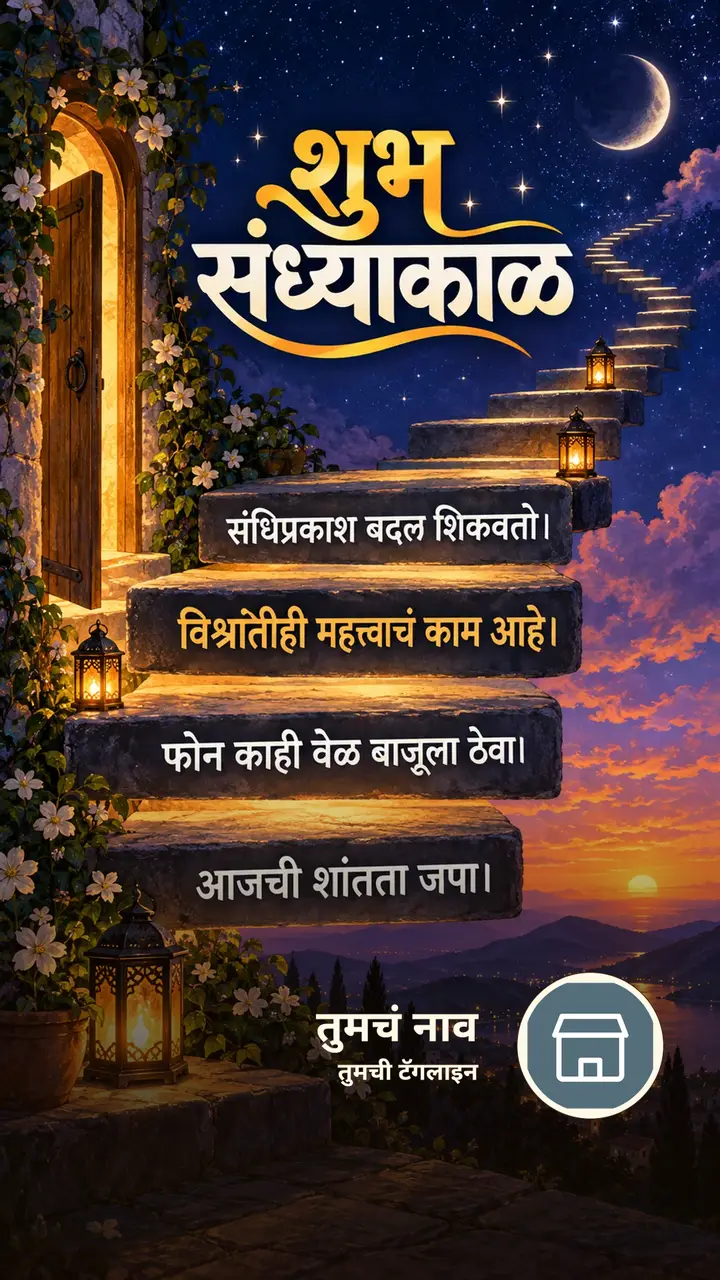 शुभ संध्याकाळ - संधिप्रकाश बदल शिकवतो। - विश्रांतीही महत्त्वाचं काम - Sandhyakal Image