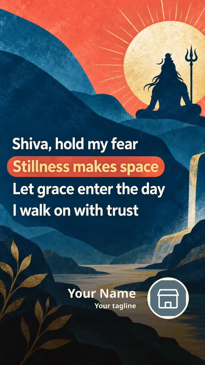 Shiva, hold my fear - Devotional Image, Mountains, River, Shiva