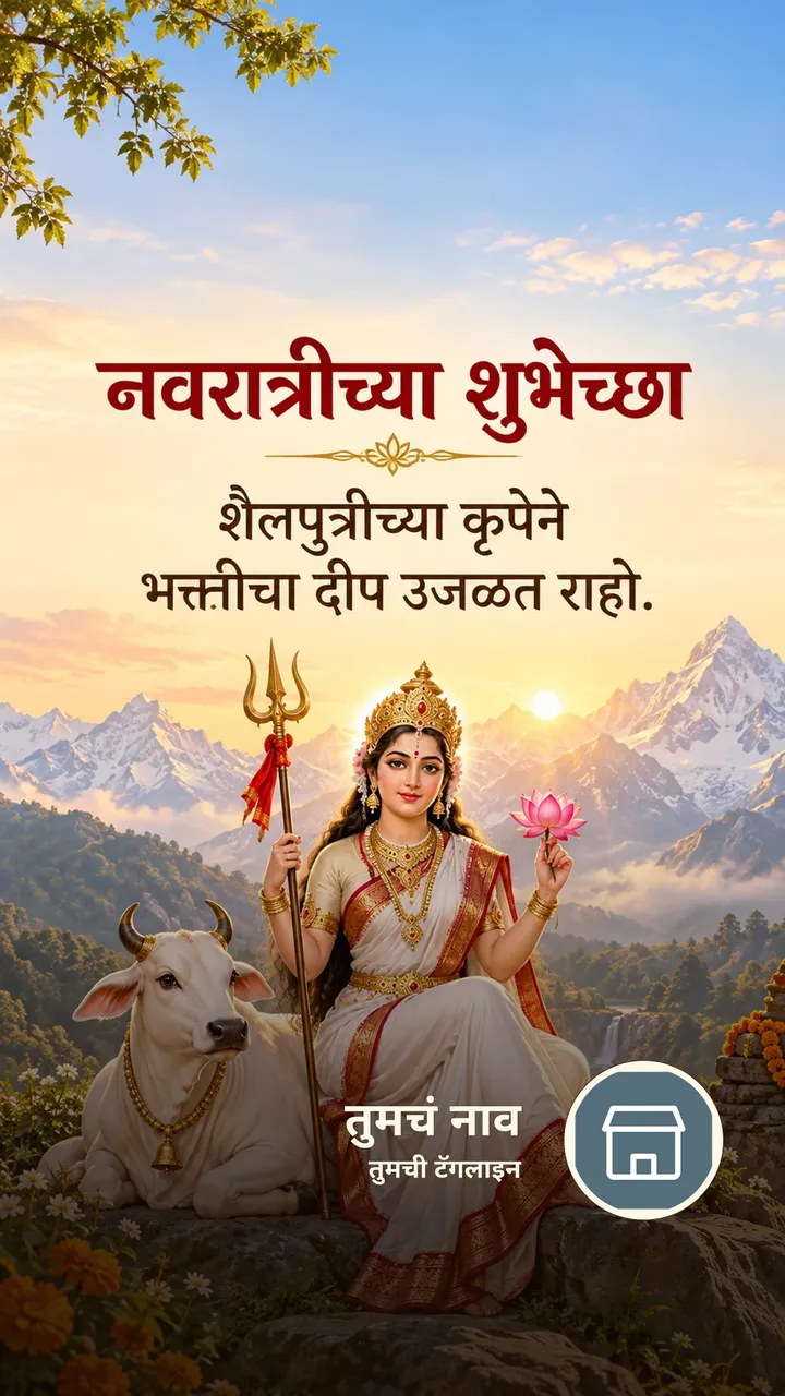 नवरात्रीच्या शुभेच्छा - शैलपुत्रीच्या कृपेने - Festival Image, फुलं, डोंगर