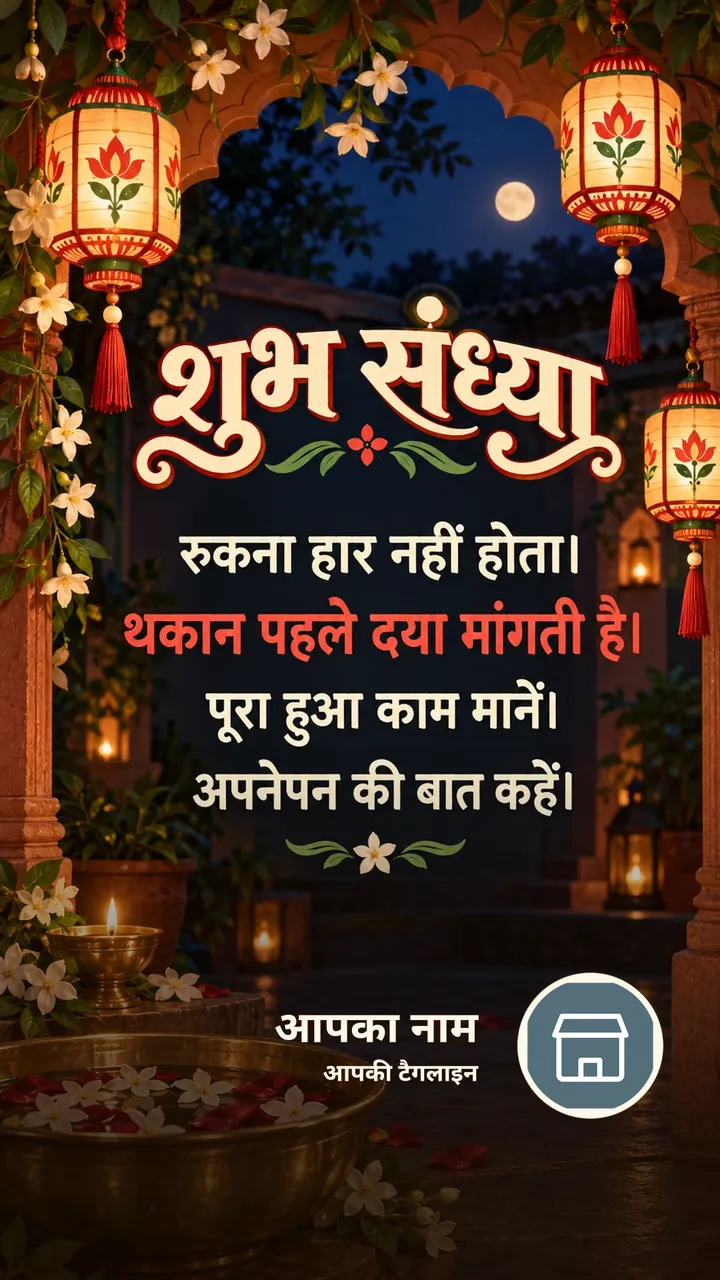 शुभ संध्या - रुकना हार नहीं होता। - थकान पहले दया मांगती - Sandhya Image