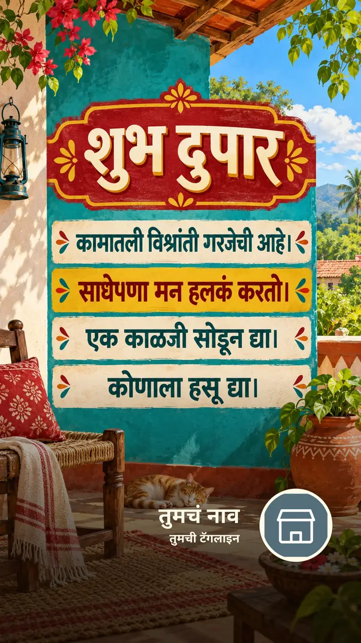 शुभ दुपार - कामातली विश्रांती गरजेची आहे। - साधेपणा मन - Shubh Dupar Image