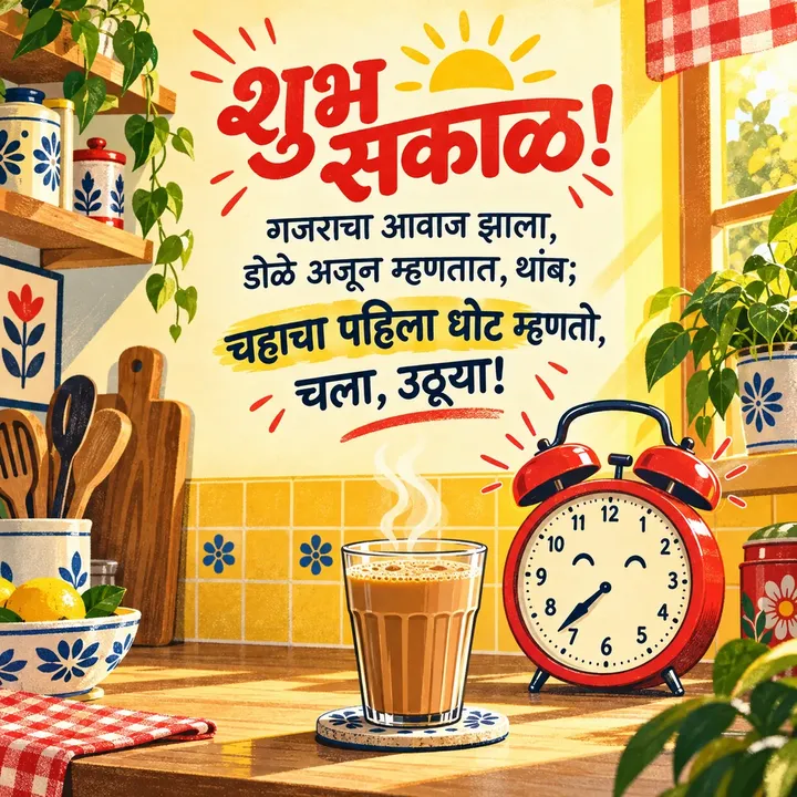 शुभ सकाळ! - गजराचा आवाज झाला, - Shubh Sakal Image, चहा