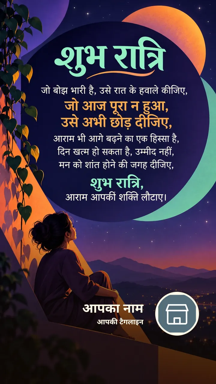शुभ रात्रि - जो बोझ भारी है, उसे रात के हवाले कीजिए, - जो आज पूरा न - Shubh Ratri Image, चाँद, तारे, मोमबत्ती