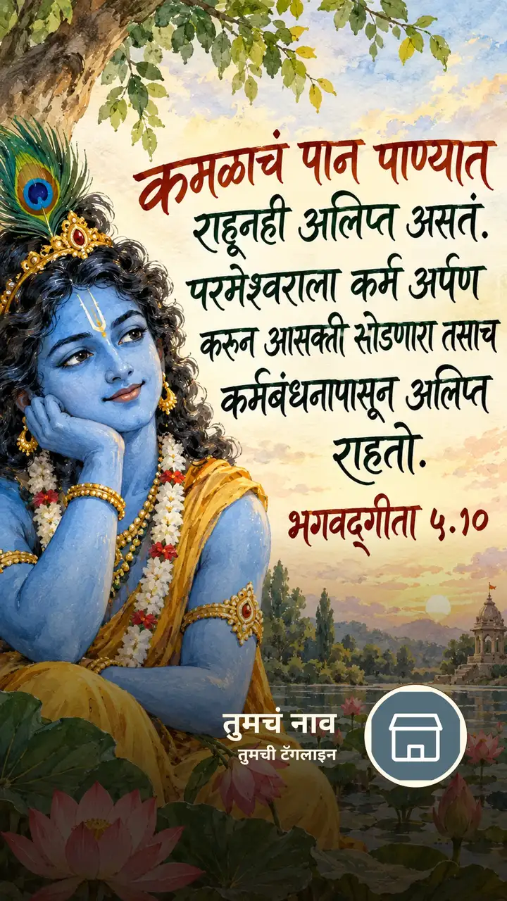 कमळाचं पान पाण्यात राहूनही अलिप्त असतं. - Bhakti Image, कृष्ण