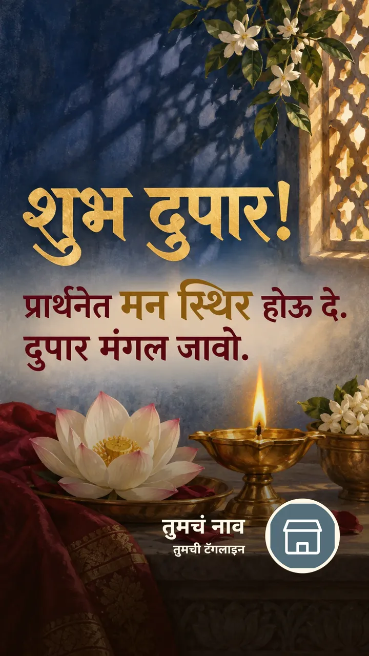 शुभ दुपार! - प्रार्थनेत मन स्थिर होऊ दे. - Shubh Dupar Image, कमळ, दिवा