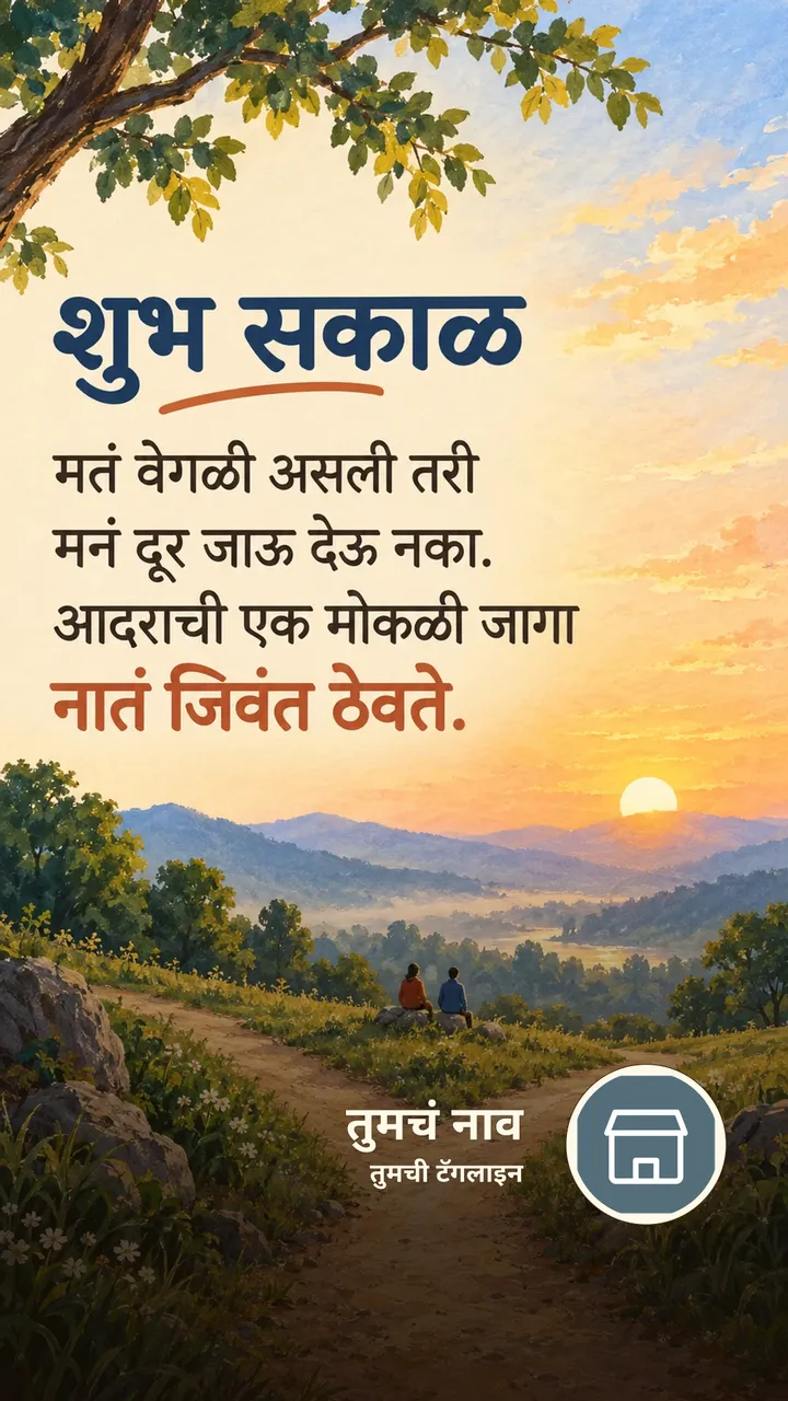 शुभ सकाळ - मतं वेगळी असली तरी - Shubh Sakal Image, सूर्योदय, निसर्ग, मित्र