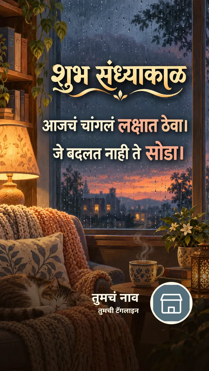 शुभ संध्याकाळ - आजचं चांगलं लक्षात ठेवा। - जे बदलत नाही ते सोडा। - Sandhyakal Image