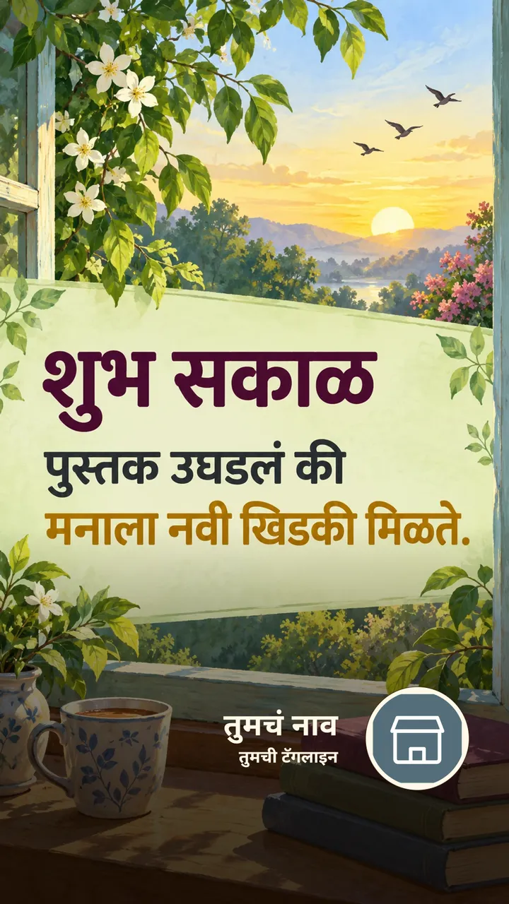 शुभ सकाळ - पुस्तक उघडलं की - Shubh Sakal Image, सूर्योदय, निसर्ग, पक्षी