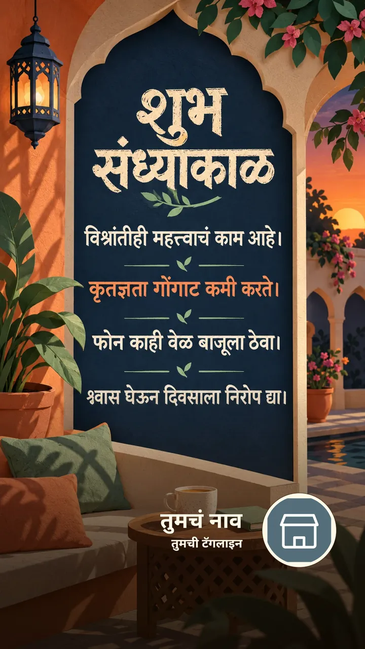 शुभ संध्याकाळ - विश्रांतीही महत्त्वाचं काम आहे। - कृतज्ञता गोंगाट कमी - Sandhyakal Image