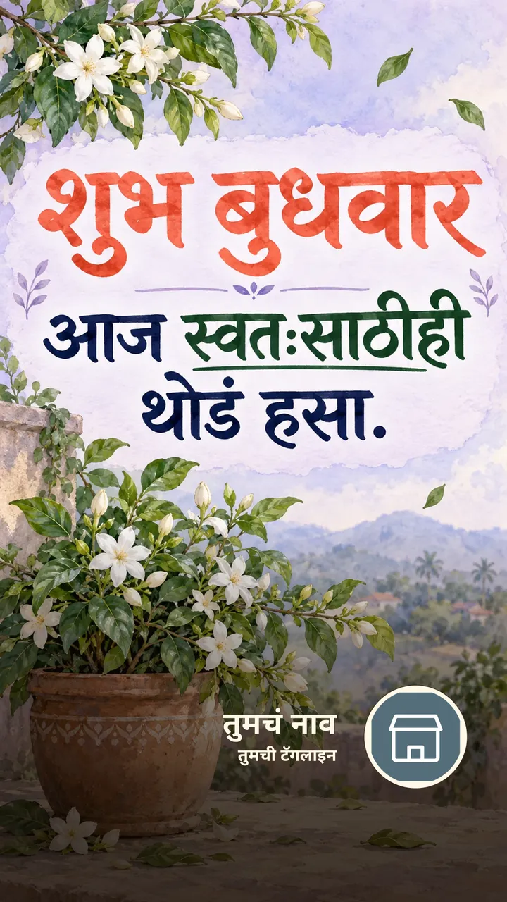 शुभ बुधवार - आज स्वतःसाठीही - दिवसभराच्या शुभेच्छा Image, फुलं, डोंगर, नदी