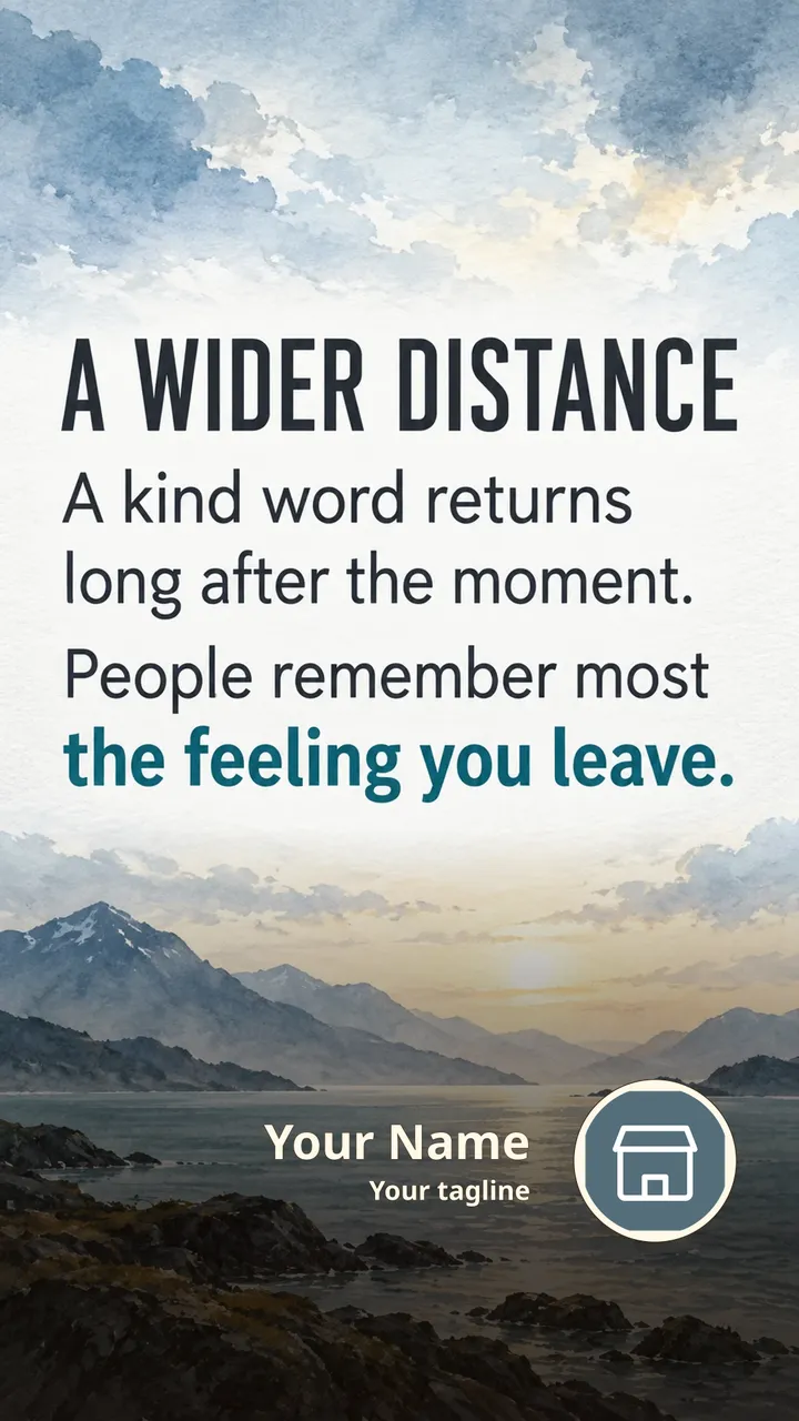 A Wider Distance - Quote Image, Mountains, Sea, Sky