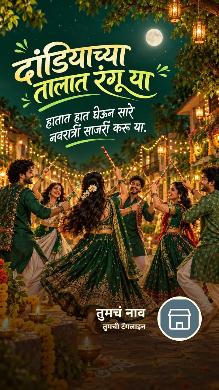 दांडियाच्या तालात रंगू या - Festival Image, फुलं, दिवा, मित्र
