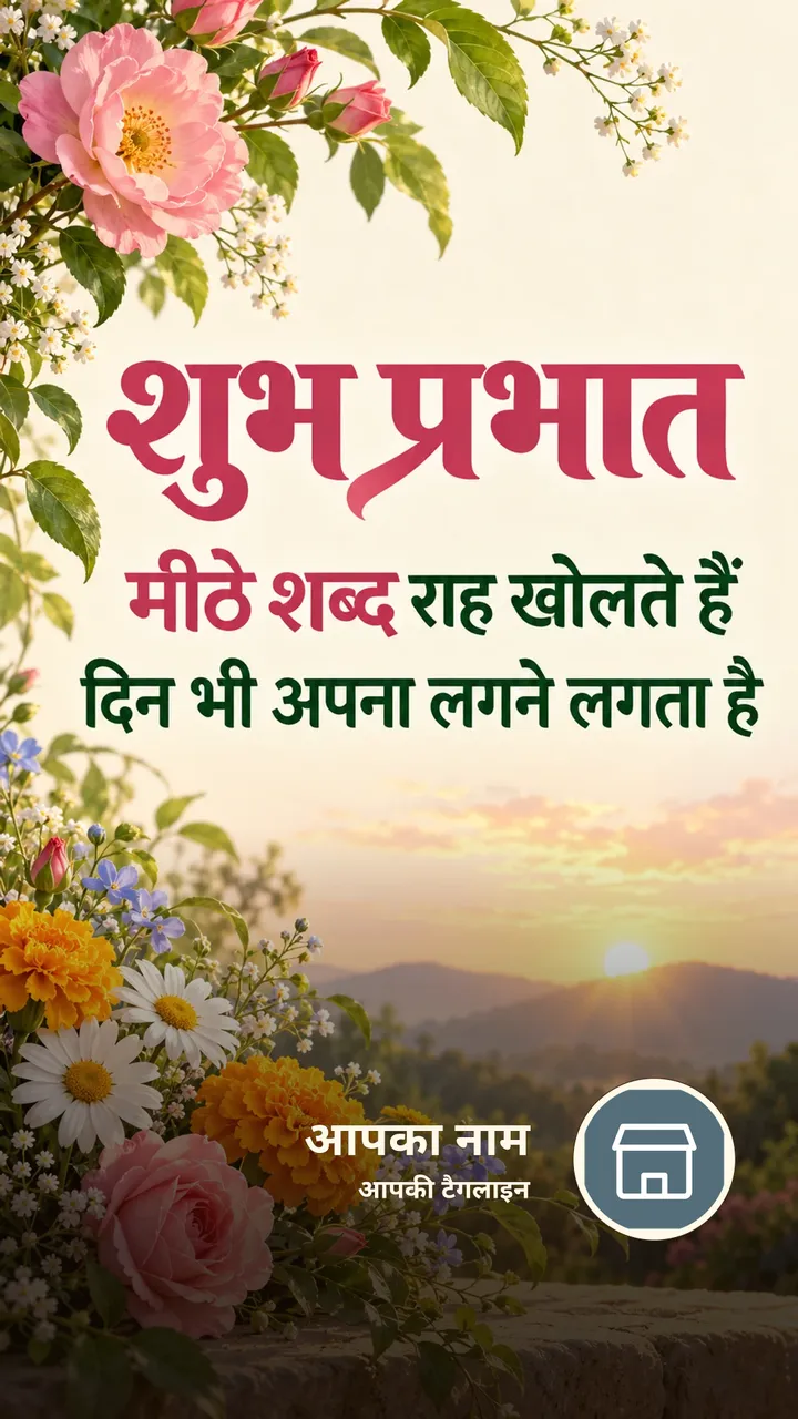 शुभ प्रभात - मीठे शब्द राह खोलते हैं - Suprabhat Image, फूल