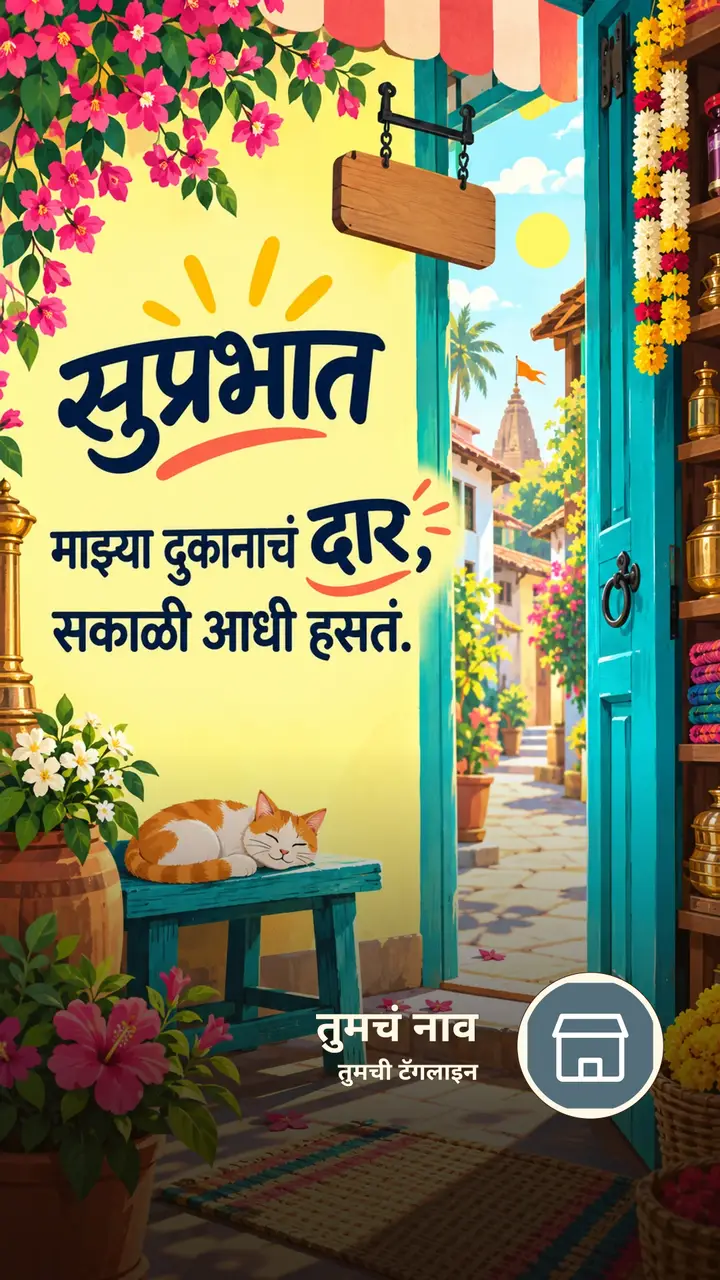 सुप्रभात - माझ्या दुकानाचं दार, - Shubh Sakal Image, सूर्योदय, गाव
