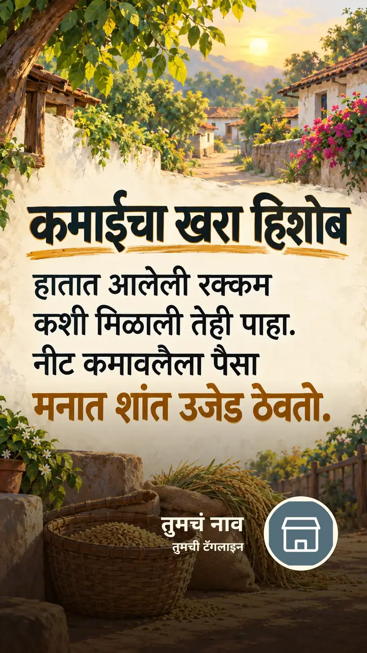 कमाईचा खरा हिशोब - Suvichar Image, निसर्ग, गाव