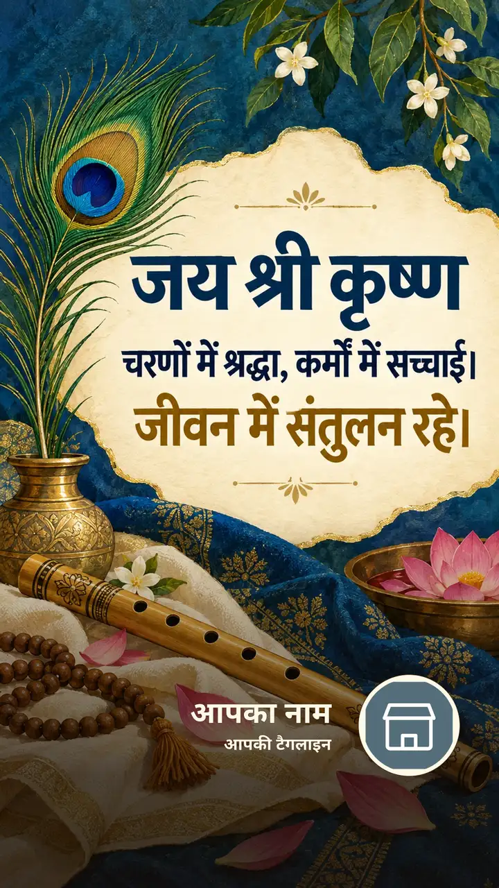 जय श्री कृष्ण - चरणों में श्रद्धा, कर्मों में सच्चाई। - Bhakti Image, कृष्ण