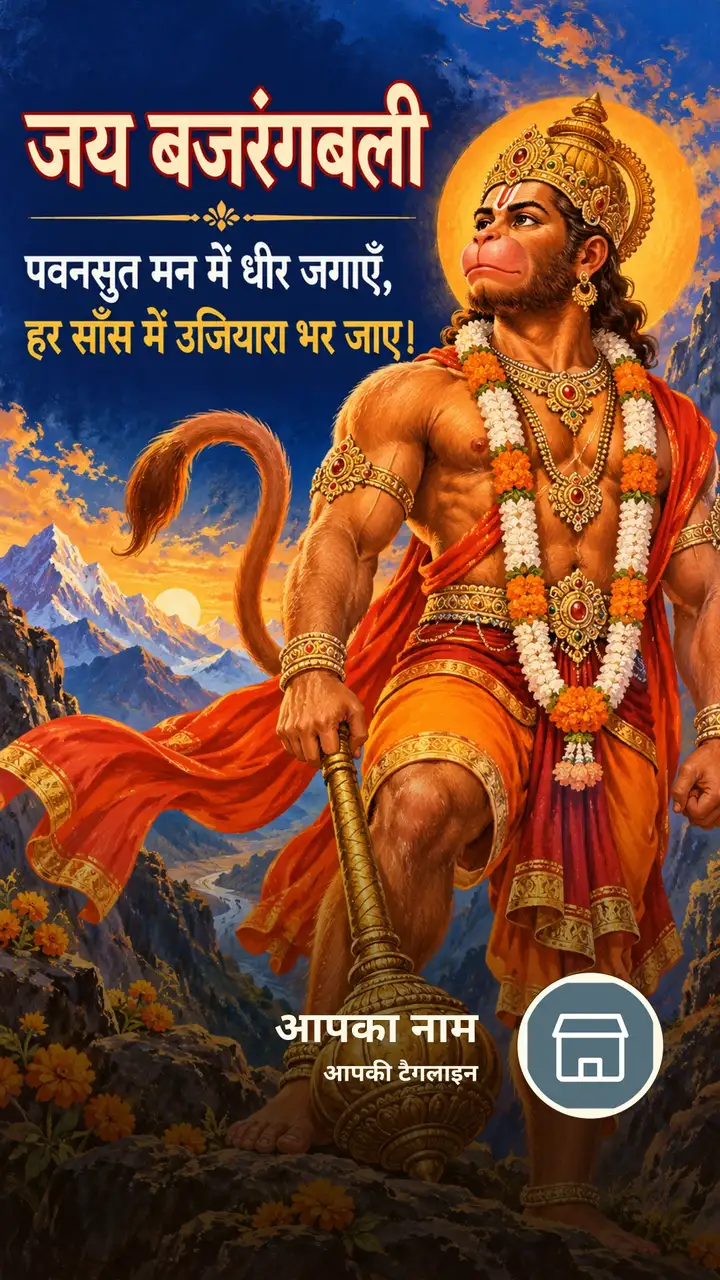 जय बजरंगबली - पवनसुत मन में धीर जगाएँ, - Bhakti Image, फूल, पहाड़, हनुमान