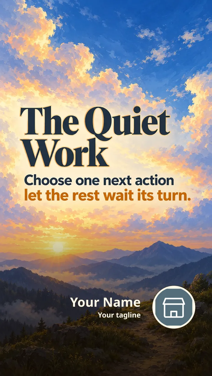 The Quiet Work - Motivational Image, Mountains, Sky