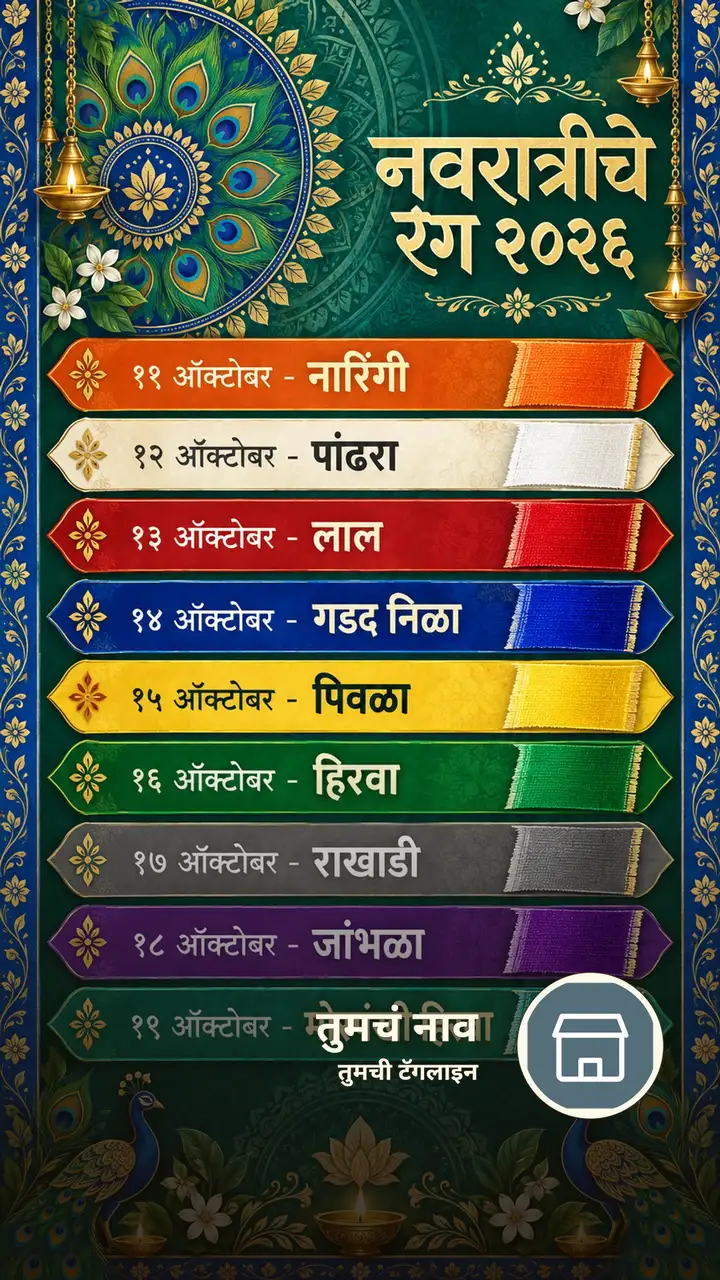 नवरात्रीचे रंग २०२६ - Festival Image, फुलं, पक्षी, दिवा