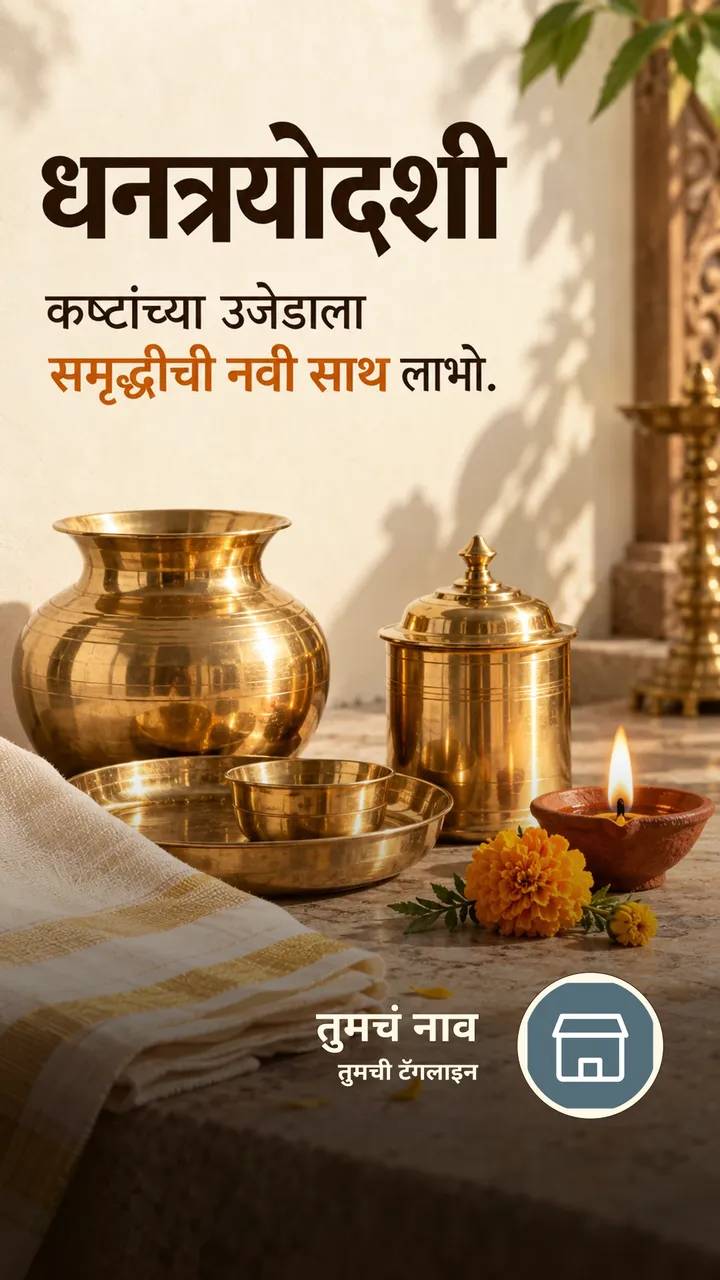 धनत्रयोदशी - कष्टांच्या उजेडाला - Festival Image, फुलं, दिवा