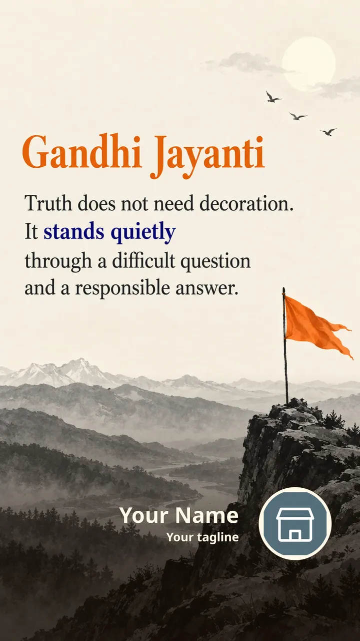 Gandhi Jayanti - Truth does not need decoration. - Festival Image, Mountains, Sky