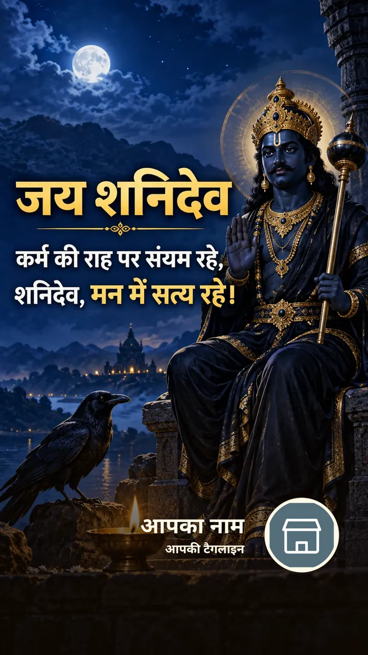 जय शनिदेव - कर्म की राह पर संयम रहे, - Bhakti Image, आसमान, दीया, शनि देव