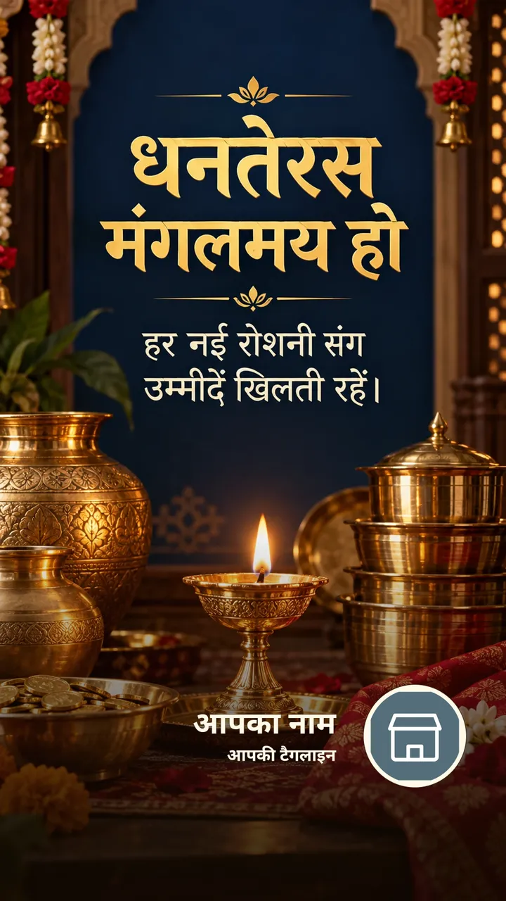 धनतेरस मंगलमय हो - हर नई रोशनी संग - Festival Image, फूल, प्रकृति, दीया