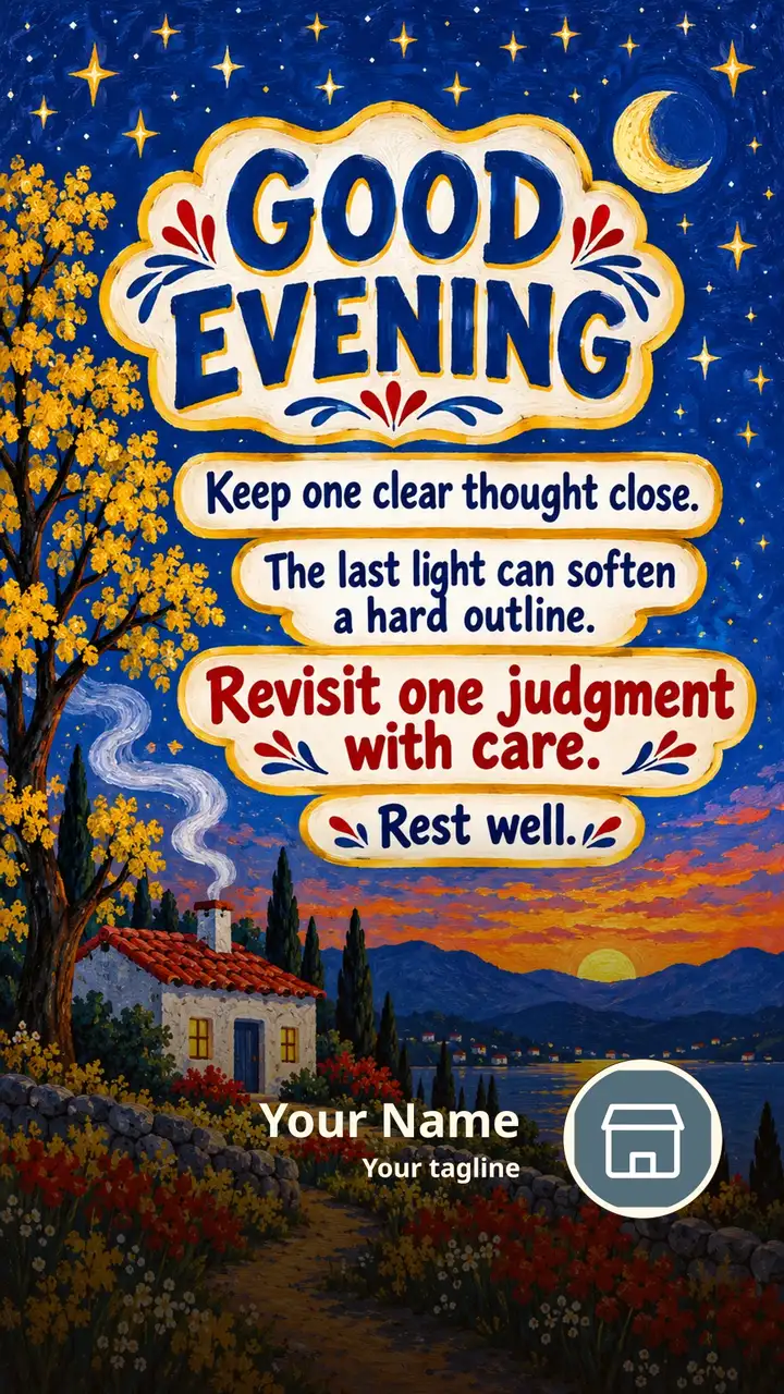 GOOD EVENING - Keep one clear thought close. - The last light can - Good Evening Image