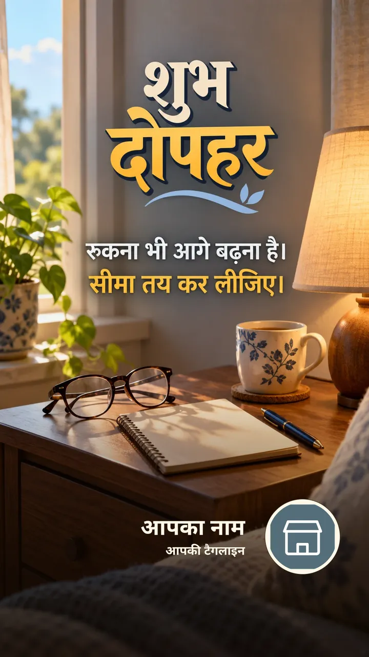 शुभ दोपहर - रुकना भी आगे बढ़ना है। - सीमा तय कर लीजिए। - Dopahar Image
