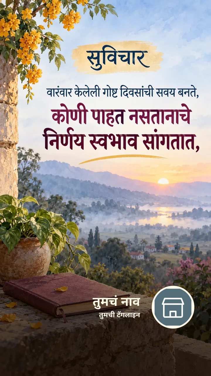 सुविचार - वारंवार केलेली गोष्ट दिवसांची सवय बनते, - कोणी पाहत - Suvichar Image, कमळ, निसर्ग