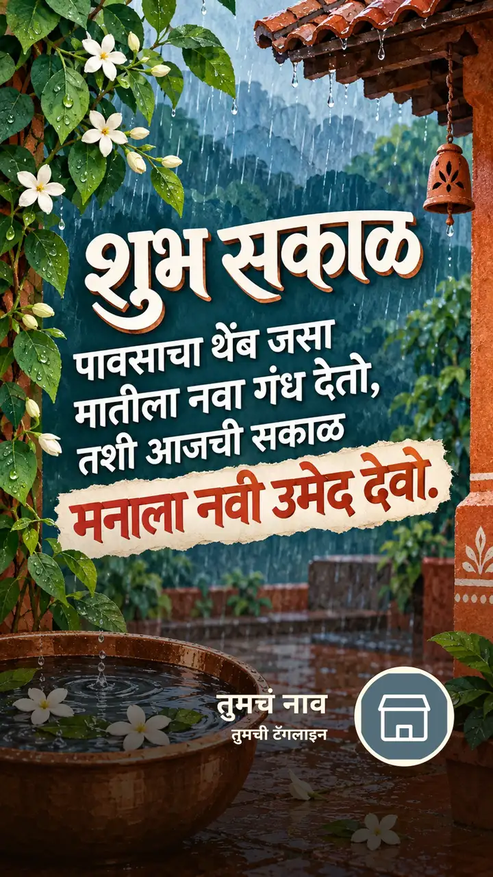 शुभ सकाळ - पावसाचा थेंब जसा - Shubh Sakal Image, फुलं, पाऊस