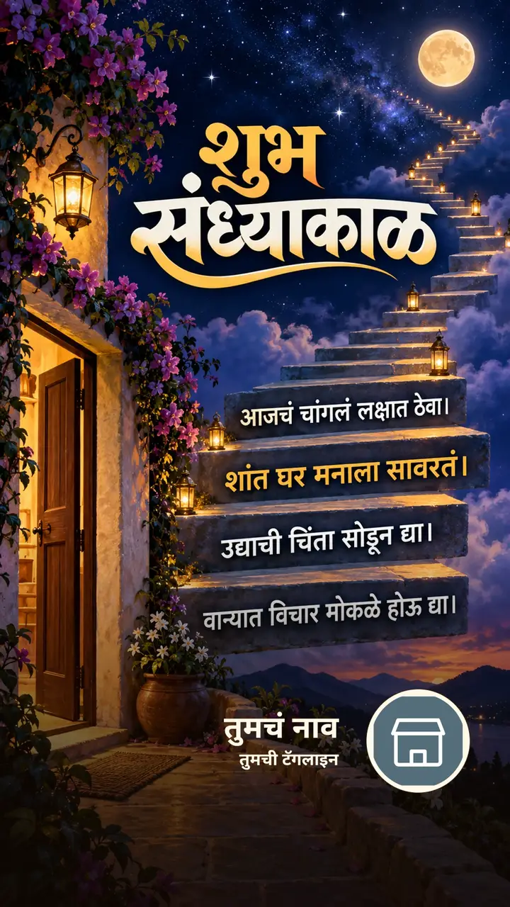 शुभ संध्याकाळ - आजचं चांगलं लक्षात ठेवा। - शांत घर मनाला सावरतं। - Sandhyakal Image