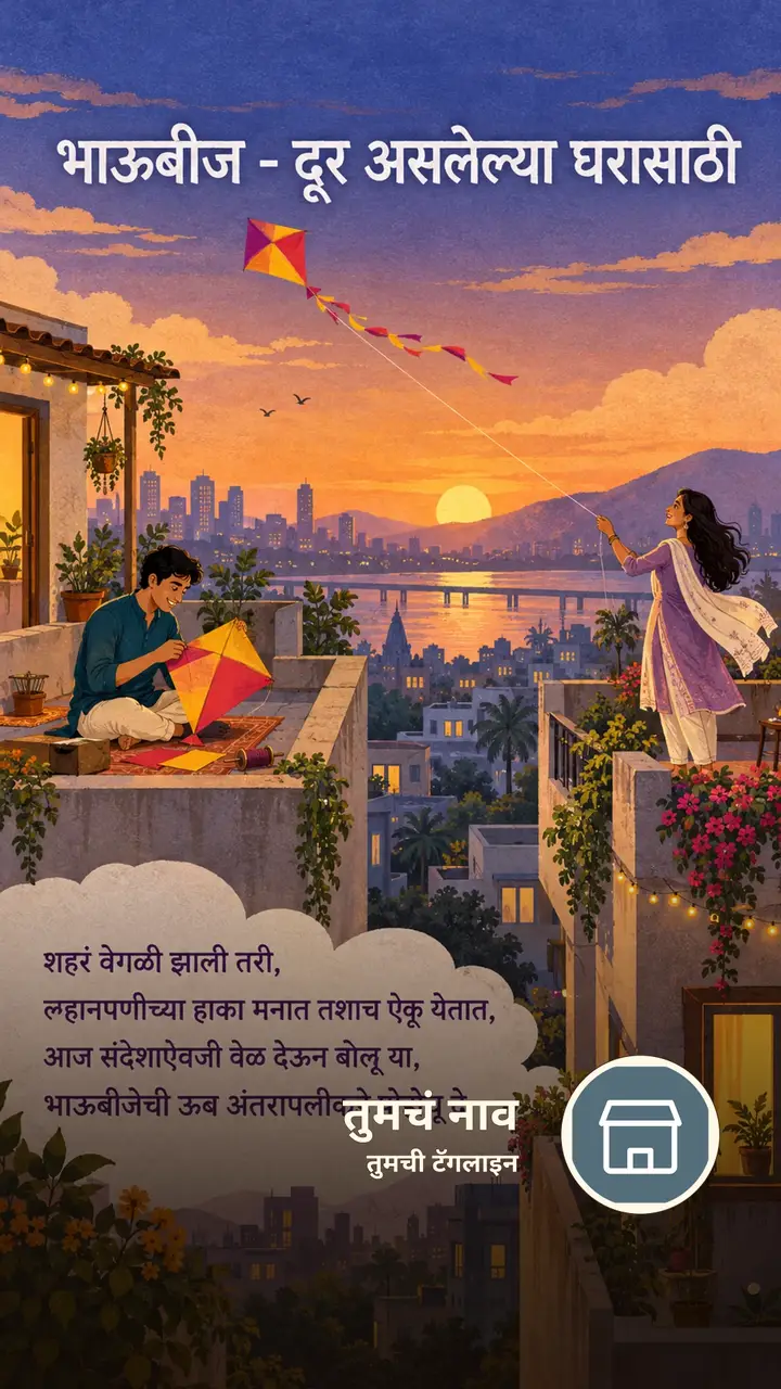 भाऊबीज - दूर असलेल्या घरासाठी - Festival Image, फुलं, आकाश, कुटुंब, मित्र